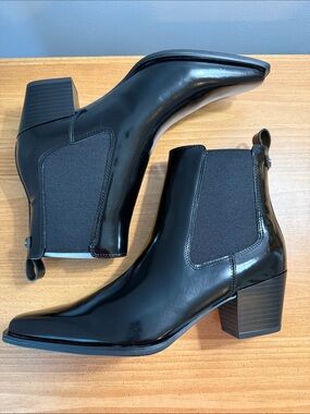 Sam Edelman Black Patent Leather Ankle Boots
